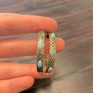 Mixed Metal Turquoise Hoop Earrings